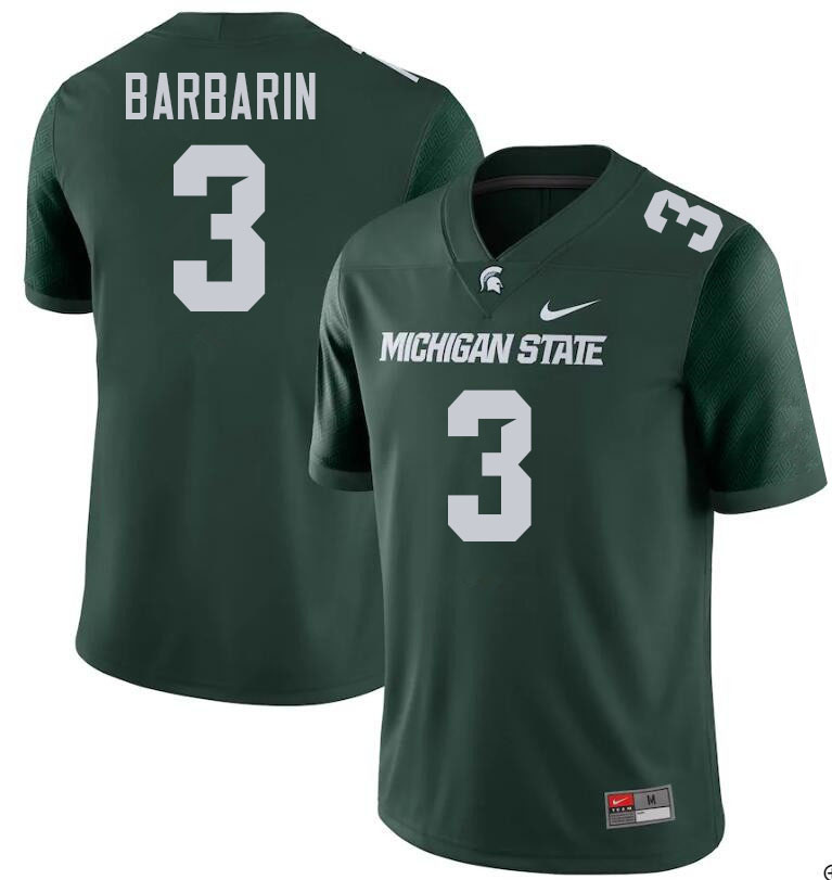 Men #3 Jaelon Barbarin Michigan State Spartans College Football Jerseys Stitched Sale-Green